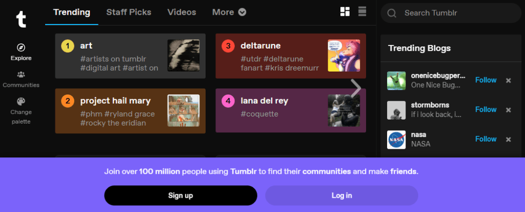 tumblr - free platform for bloggers
