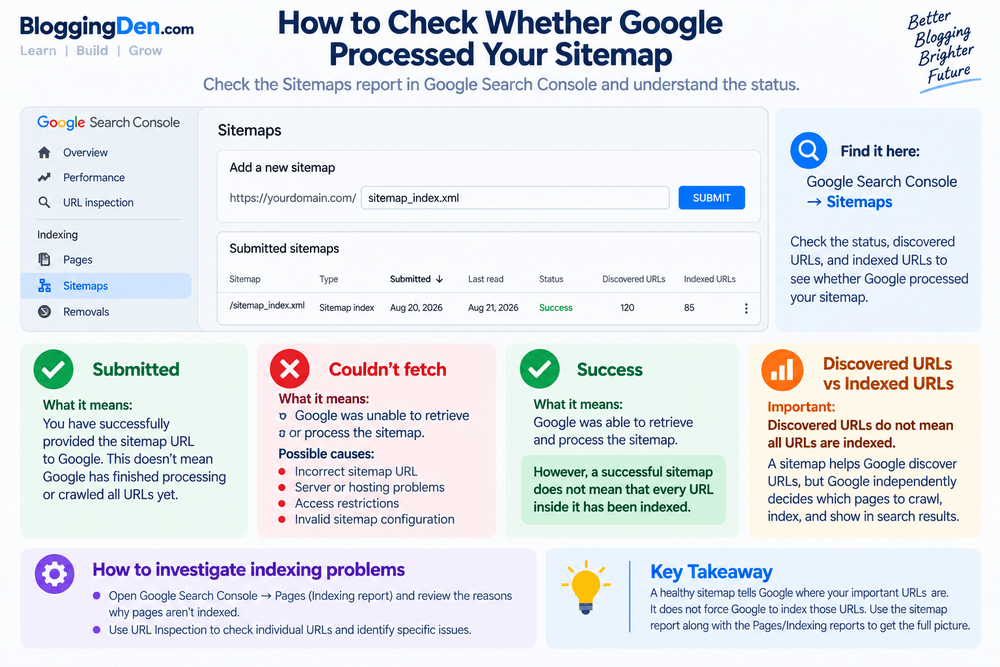 how to check whether Google Processed your sitemap